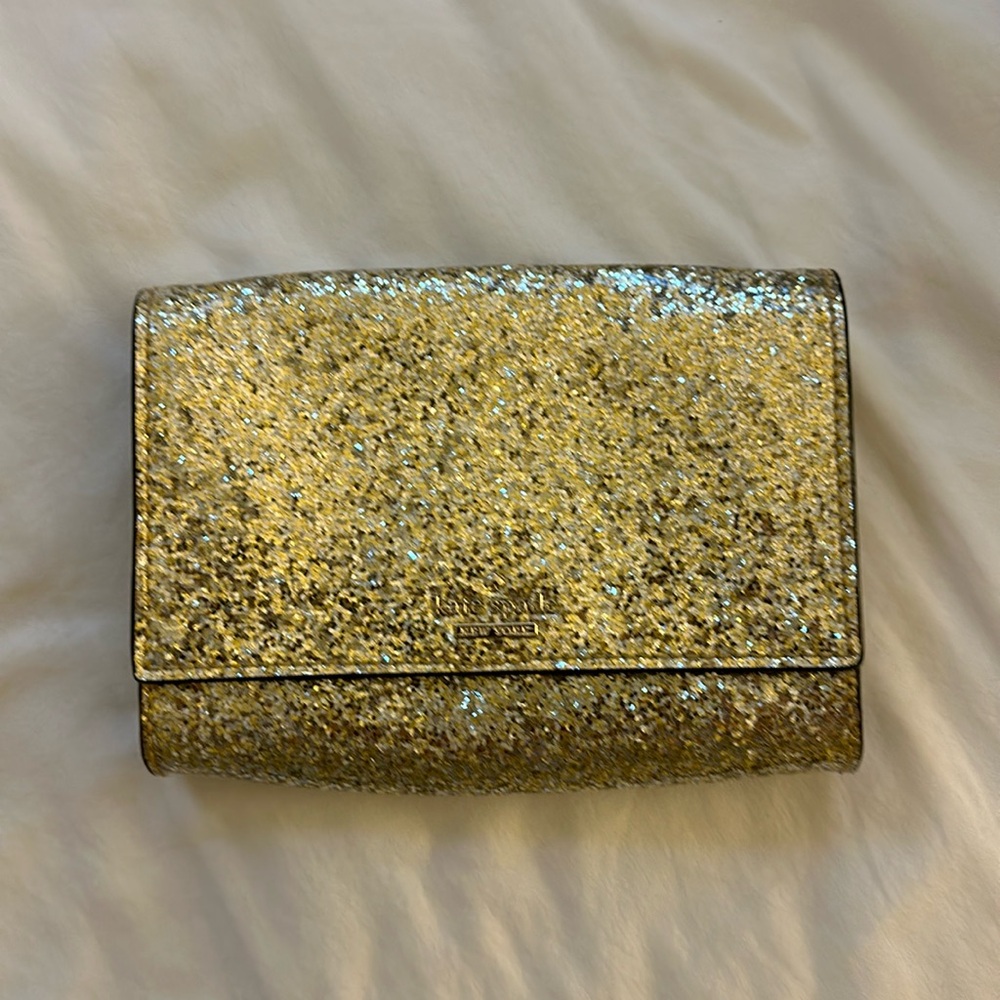 Kate spade gold sparkle glitter clutch